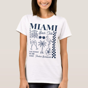 Miami Beach Sängkammarfest Retro Doodle Skiss T Shirt