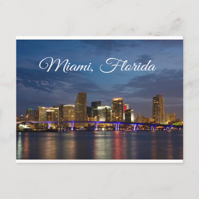 Miami Beach Skyline Florida Travel Postcard Vykort (Framsida)