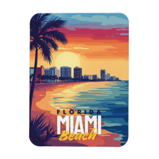 Miami Beach Sunset | Vibrant Florida Coastal Magnet