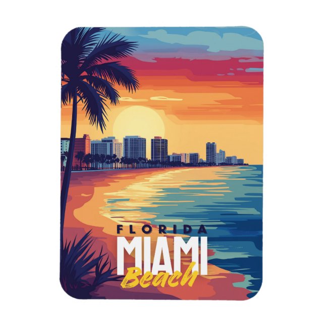 Miami Beach Sunset | Vibrant Florida Coastal Magnet (Vertikal)