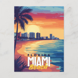 Miami Beach Sunset | Vibrant Florida Coastal Vykort