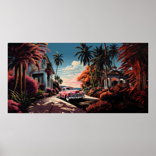 Miami Beach-trädgårdsvilla 1950-talet Poster (Framsidan)