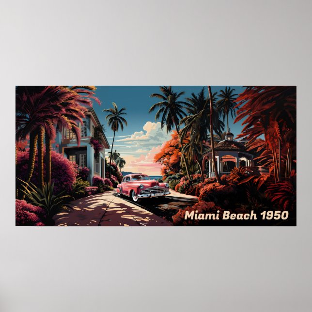 Miami Beach-trädgårdsvilla 1950-talet Poster (Framsidan)