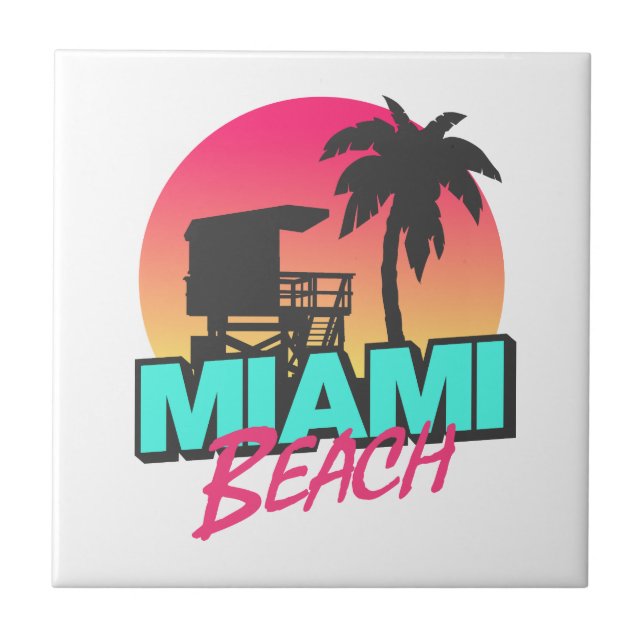 Miami Beach Travel Vintage Kakelplatta (Framsidan)