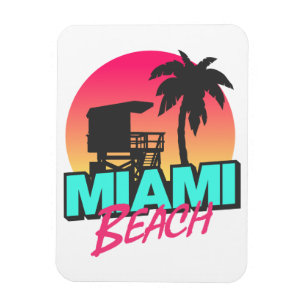 Miami Beach Travel Vintage Photo Magnet
