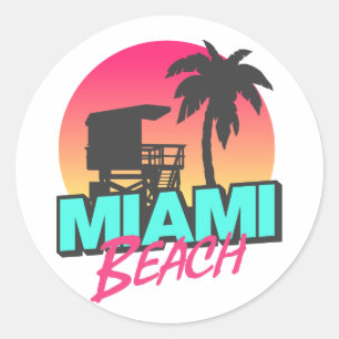 Miami Beach Travel Vintage Runt Klistermärke