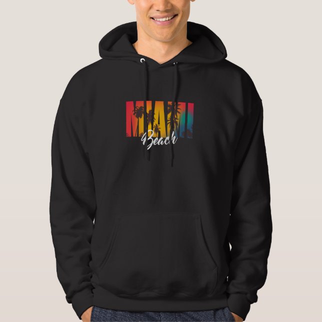 Miami Beach Tropisk Sommar Hoodie (Framsida)