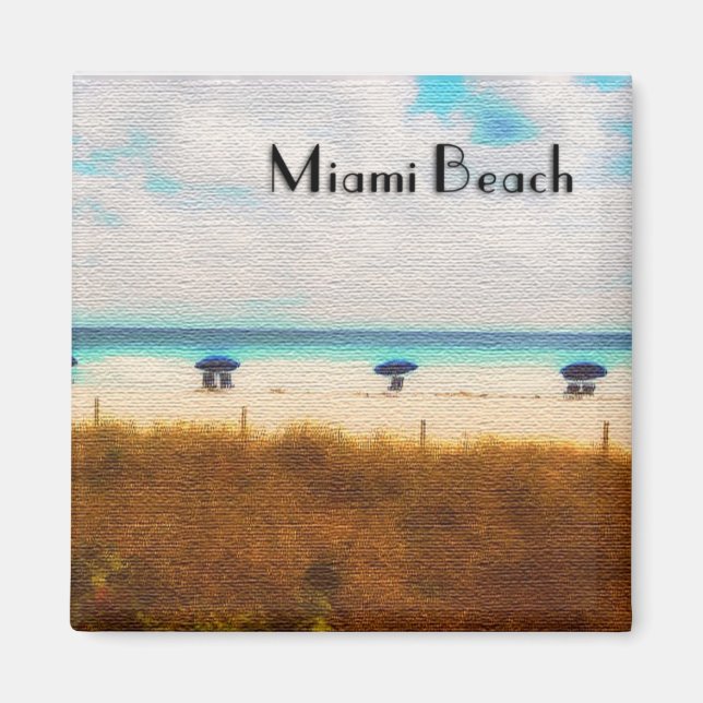 Miami Beach Umbrellas Magnet (Framsidan)