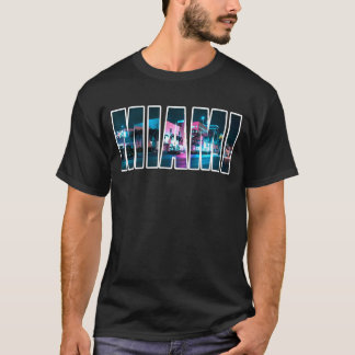 Miami Beach Urban Skyline City av Night Florida US T Shirt