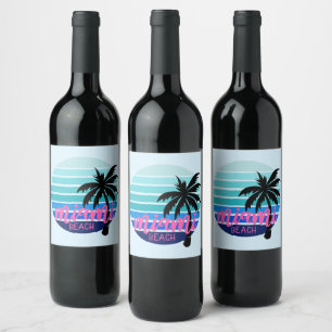 Miami Beach Vinflaska Etikett
