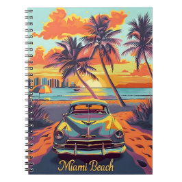 Miami Beach Vintage bil Anteckningsbok