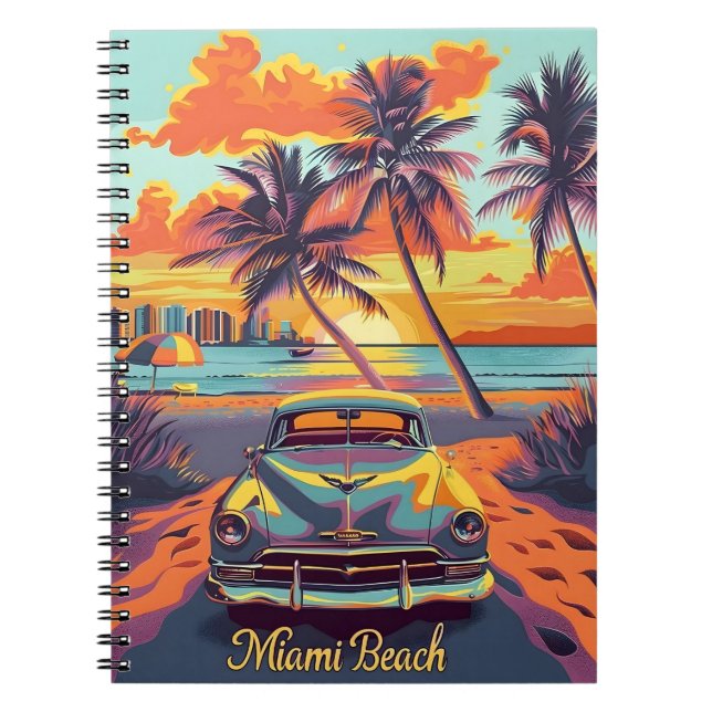 Miami Beach Vintage bil Anteckningsbok (Framsidan)