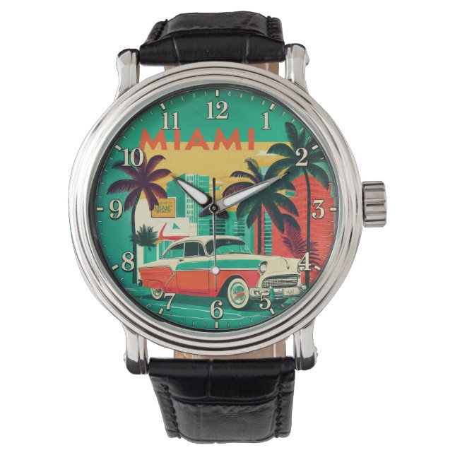 Miami Beach Vintage Car  Armbandsur (Framsida)