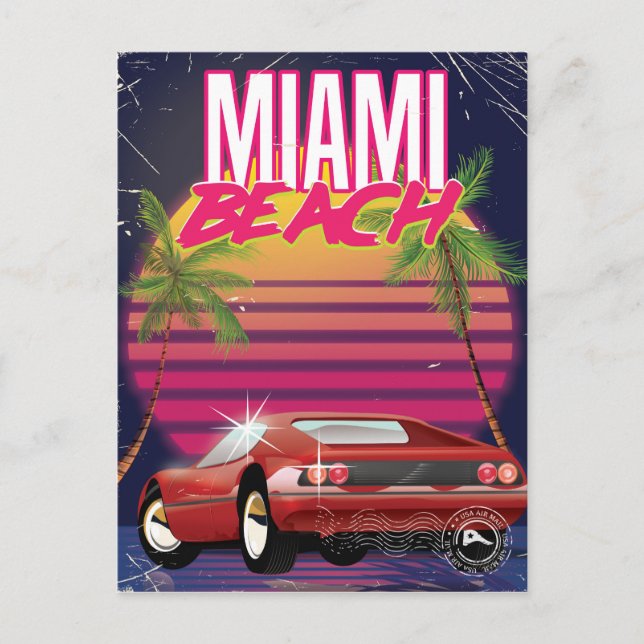 Miami Beach vintage-resoraffisch Vykort (Framsida)