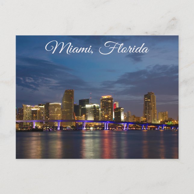 Miami BeachSkyline Florida Travel Postcard Vykort (Framsida)