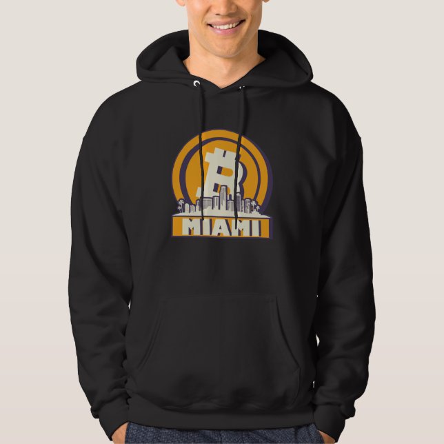 Miami Bitcoin Maximalist  Bitcoin Miami Skyline Hoodie (Framsida)