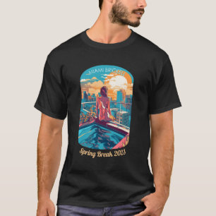 Miami Brickell Woman på ett tak Hottub T Shirt