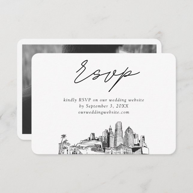 Miami Bröllop minimalistisk OSA av sketch Tilläggskort (Fram/baksida)