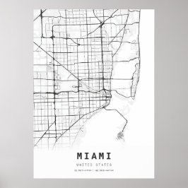 Miami Cartography City Karta Poster