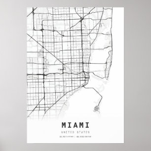 Miami Cartography City Karta Poster