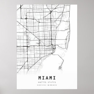 Miami Cartography City Karta Poster