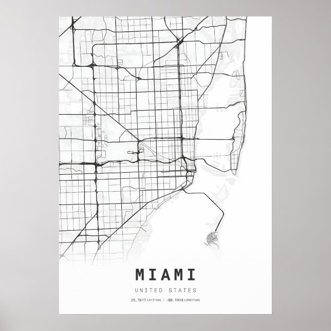 Miami Cartography City Karta Poster (Framsidan)