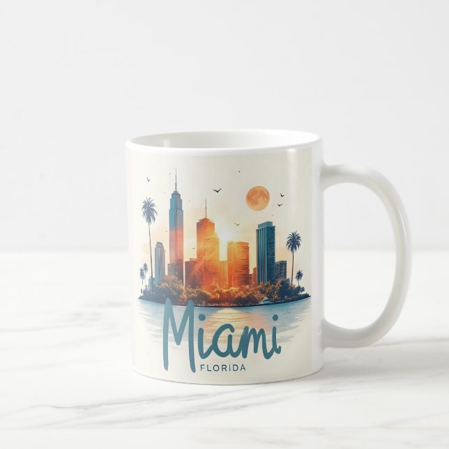 Miami City Florida siluett Kaffemugg (Höger)