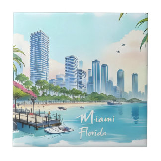 Miami City Florida siluett Kakelplatta