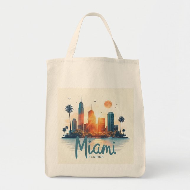Miami City Florida siluett Tygkasse (Framsidan)