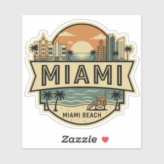Miami City Florida Siluett Vintage Resemärke Klistermärken