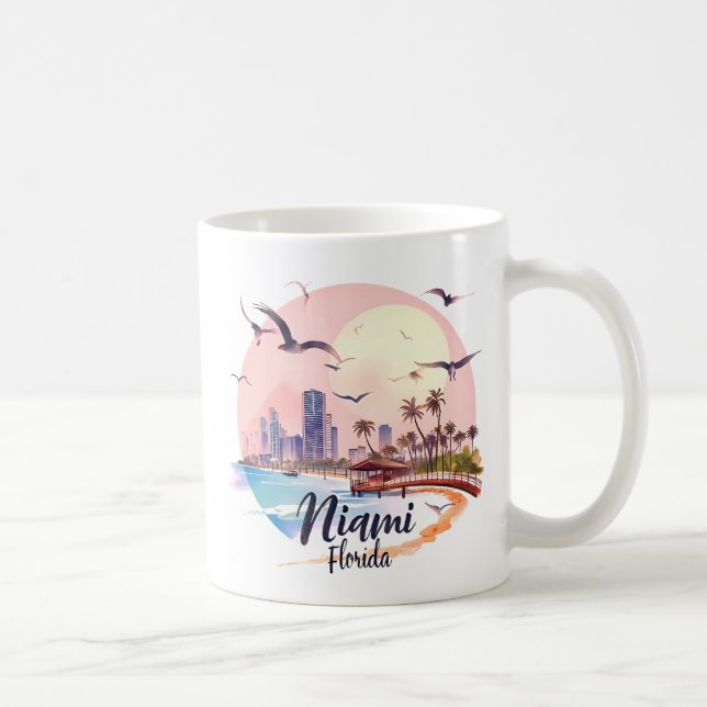 Miami City Florida skyline Kaffemugg (Höger)