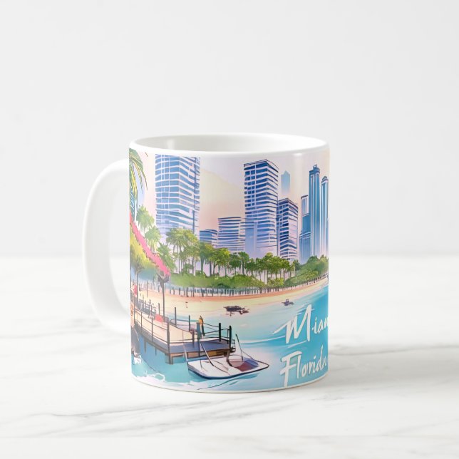Miami City Florida skyline Kaffemugg (Framsida vänster)