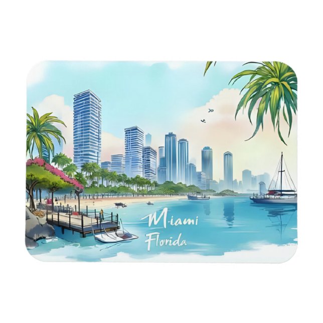 Miami City Florida skyline Magnet (Horisontell)