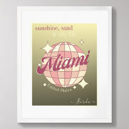 Miami City Florida USA guld, modern decor Poster