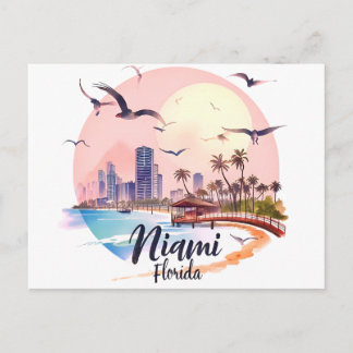 Miami City Floridas siluett Vykort