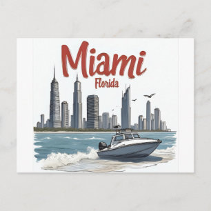 Miami City Floridas siluett Vykort