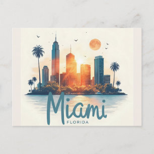 Miami City Floridas siluett Vykort