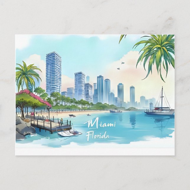 Miami City Floridas skyline Vykort (Framsida)