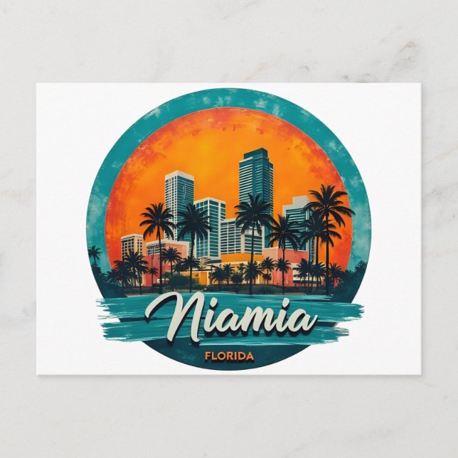 Miami City Floridas skyline Vykort (Framsida)