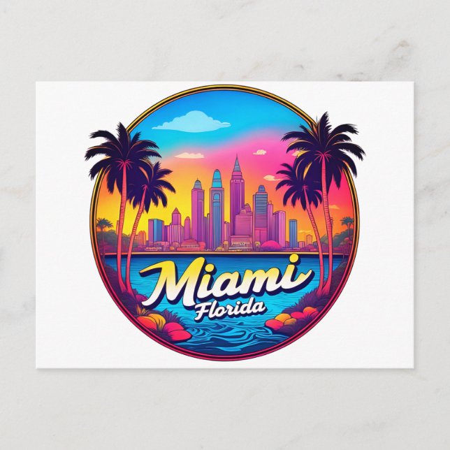 Miami City Floridas stadsbild Vykort (Framsida)