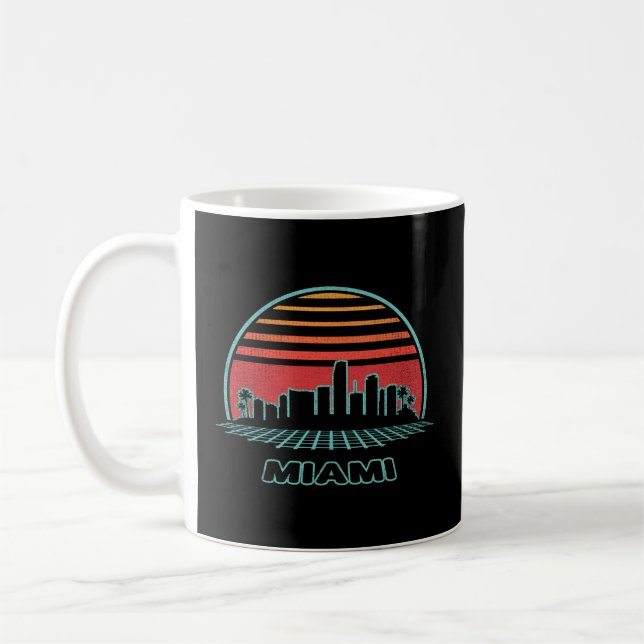Miami City Skyline 80S Stil Kaffemugg (Vänster)