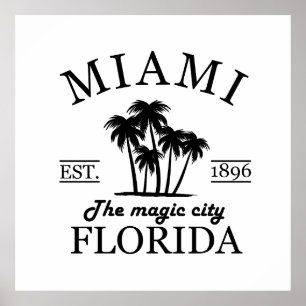 Miami City-stranden i Florida Poster