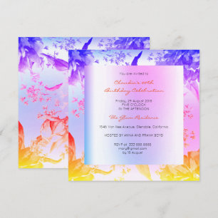 Miami Cobalt Rosa Blommigt Tropical Peony Birthday Inbjudningar