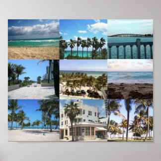 Miami Collage - 50 nyanser av Blått Poster