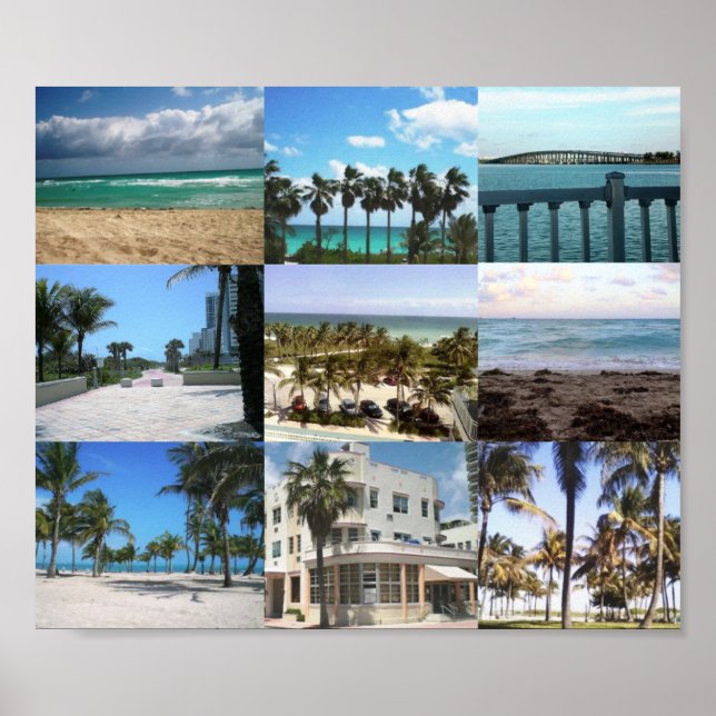 Miami Collage - 50 nyanser av Blått Poster (Framsidan)