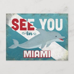 Miami Dolphin - Retro Vintage resor Vykort