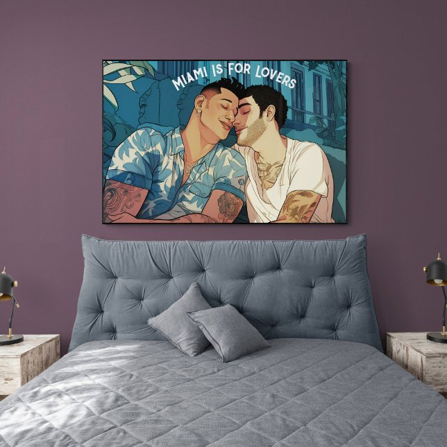 Miami Downtown Gay Manar Cuddling Illustration Poster (Skapare uppladdad)