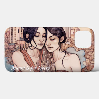 Miami Downtown Women Cuddling Lesbisk Teckning