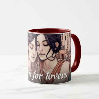 Miami Downtown Women Cuddling Lesbisk Teckning Mugg