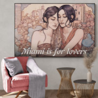 Miami Downtown Women Cuddling Lesbisk Teckning